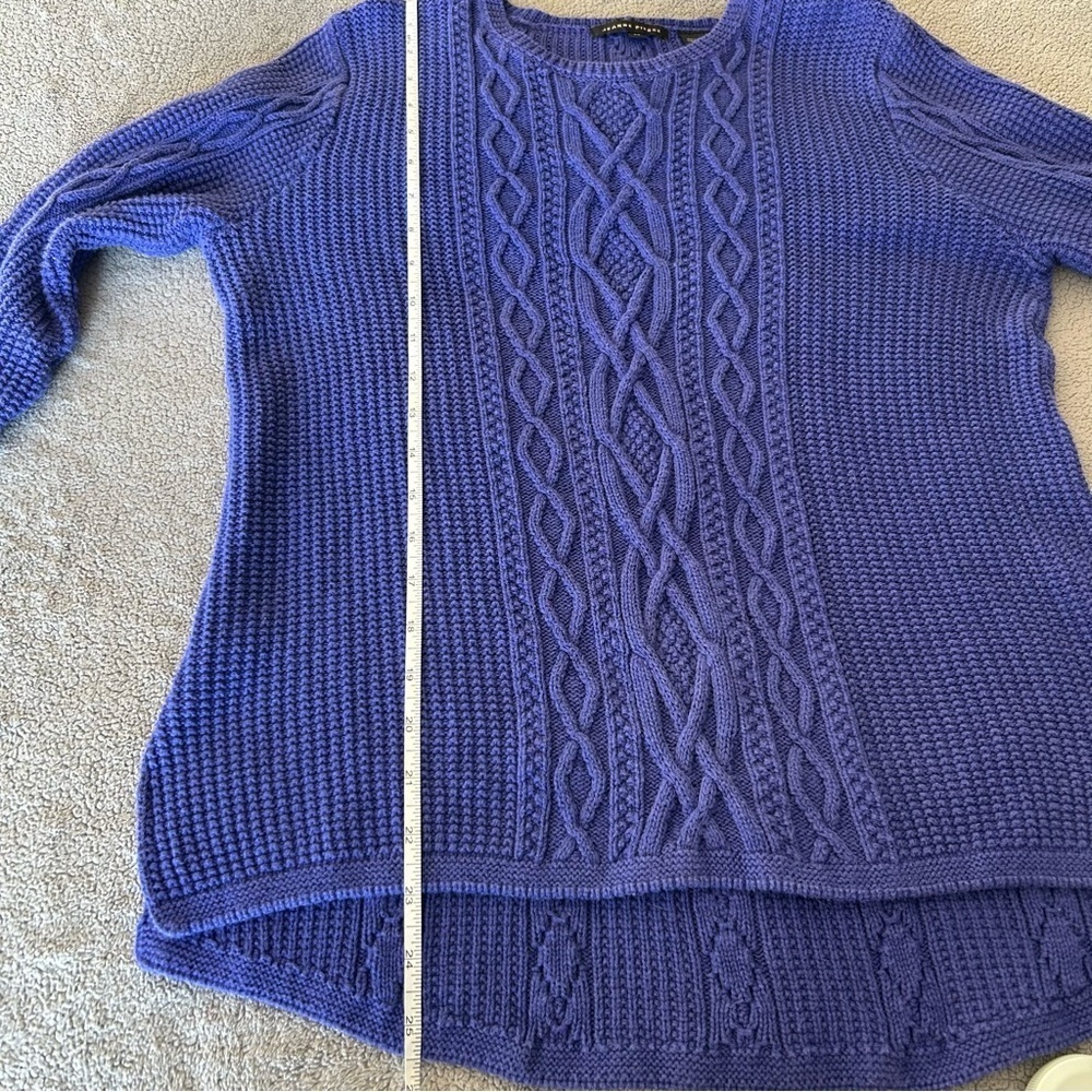 JEANNE PIERRE 100% Cotton Royal Blue Cable Knit Sweater Women’s Medium - Picture 5 of 6